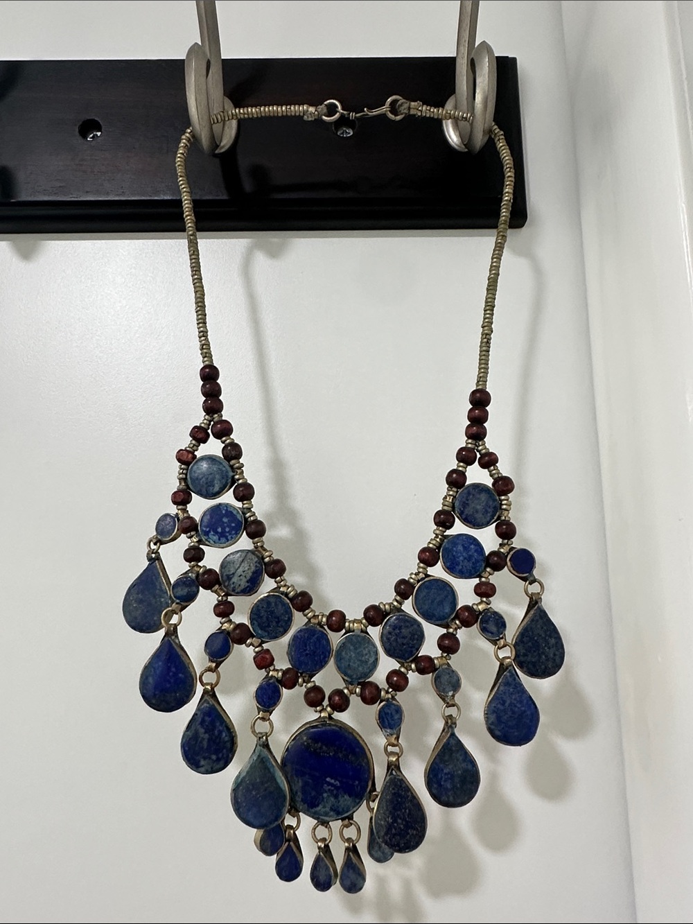 Anthropologie Lapis Blue & Hammered Metal Necklace